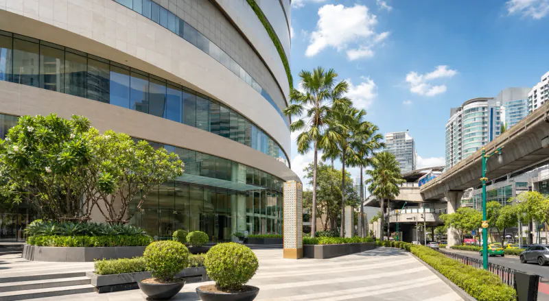 Emporium and the BTS line near Phrom Phong